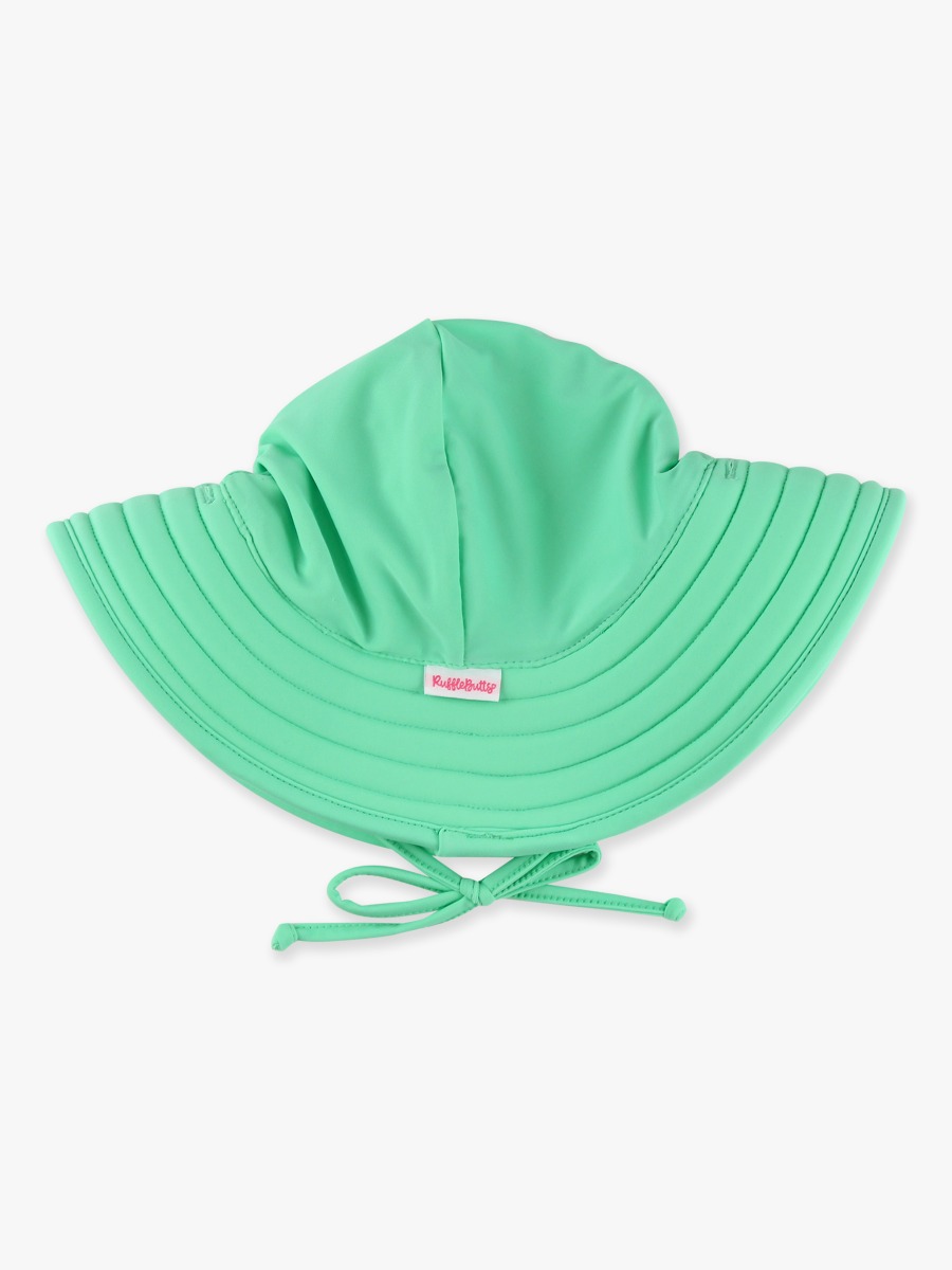 Line drawing of Spring Green Swim Hat. A dotted circle indicates the approximate location for personalization.