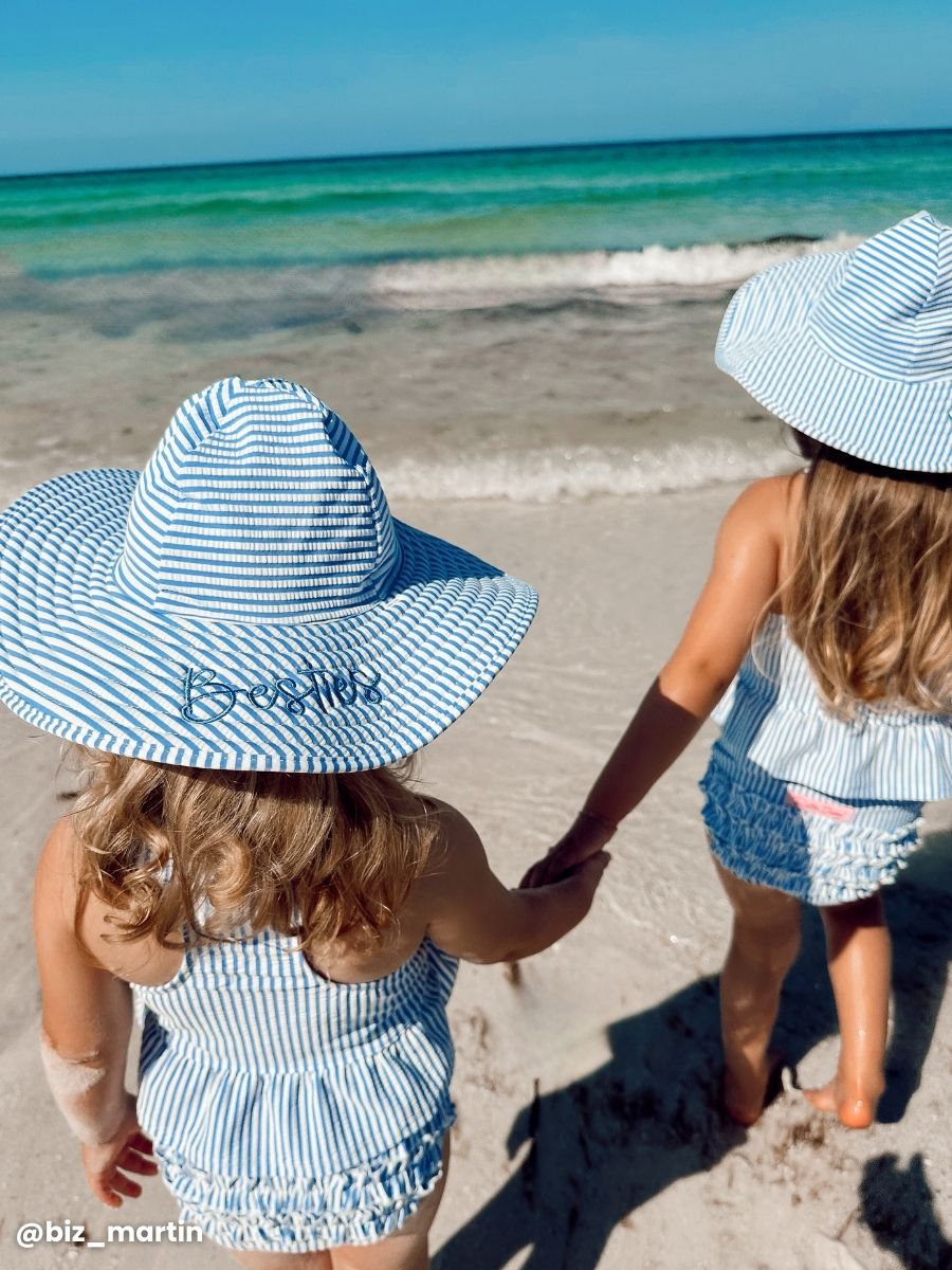 Periwinkle Blue Seersucker Swim Hat