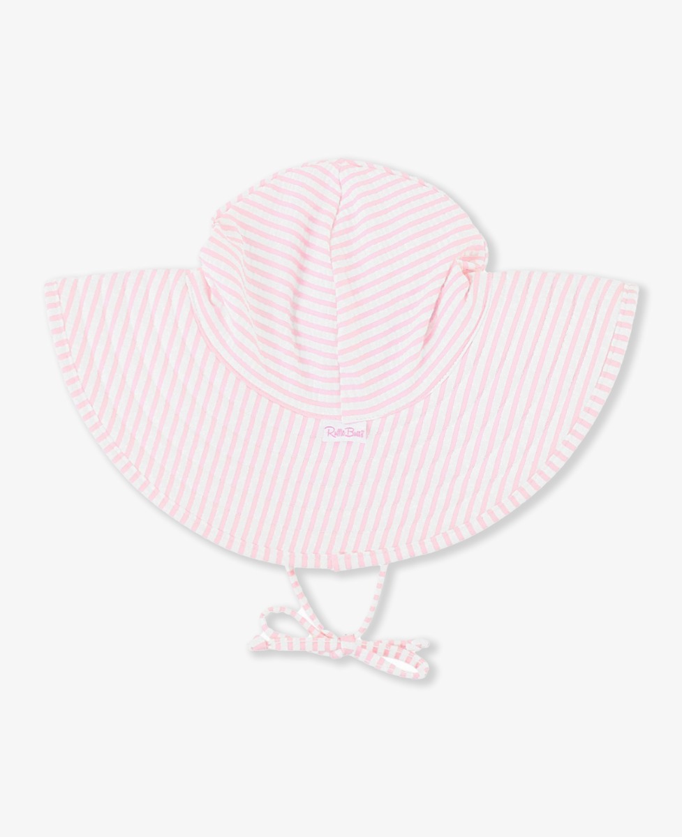 Pink Seersucker Swim Hat - Rufflebutts.com