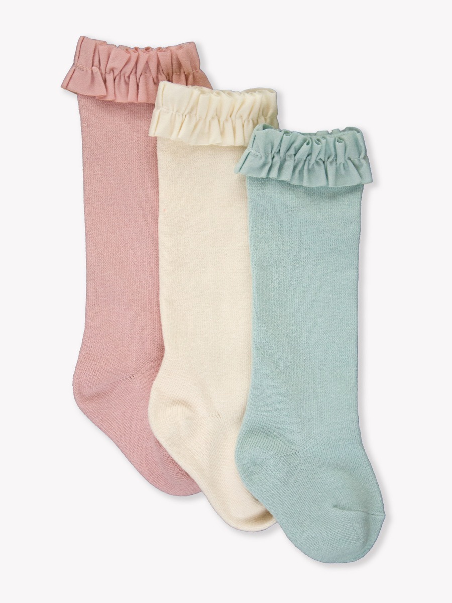Soft Mauve, Ivory & Cloud Blue 3-Pack Knee High Socks