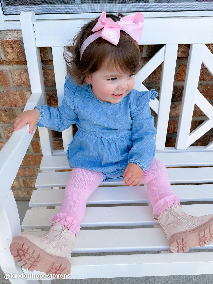 Pink Footless Ruffle Tights