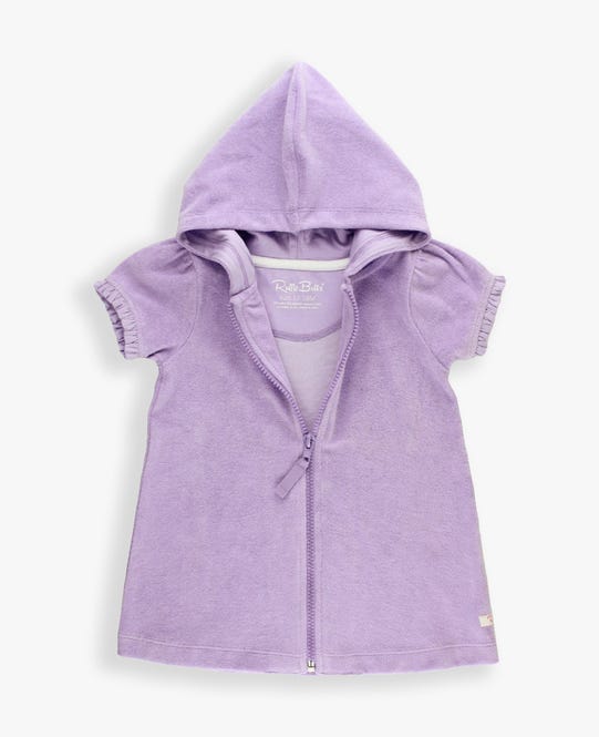 RuffleButts Baby Girls Terry Full-Zip Cover Up in Lavender | Size 12-18M