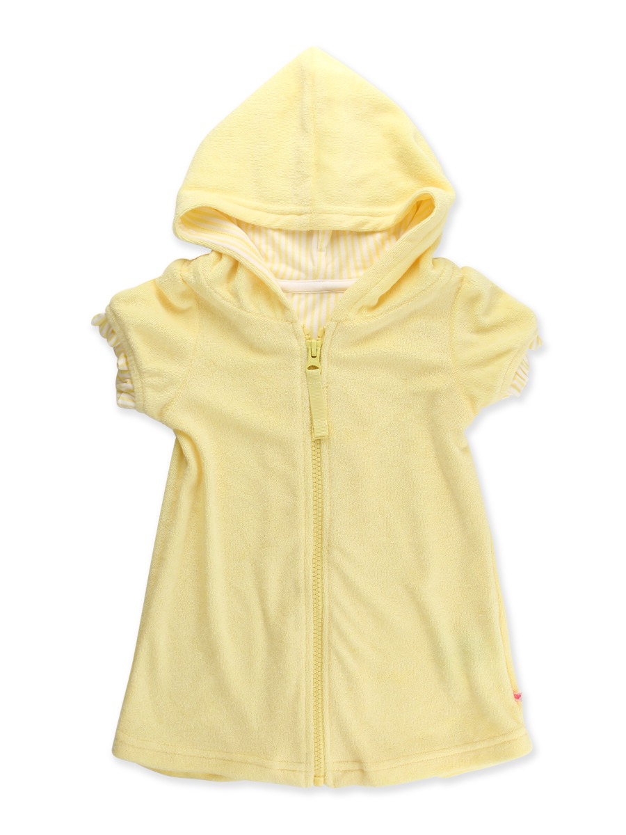 Line drawing of Banana Terry Full-Zip Cover-Up. A dotted circle indicates the approximate location for personalization.