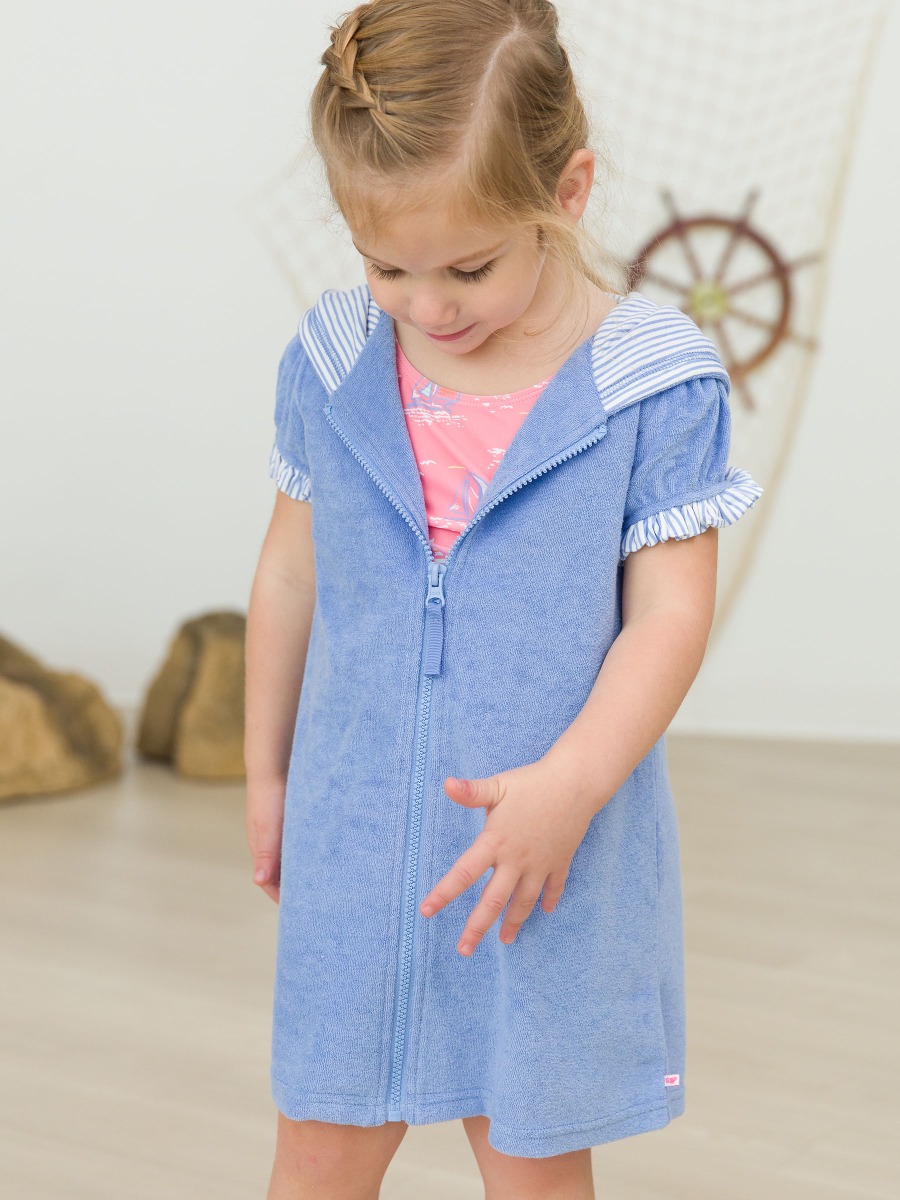 Periwinkle Blue Terry Full-Zip Cover-Up