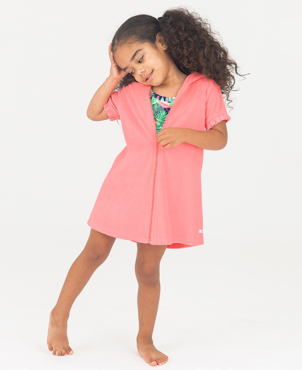 Bubblegum Pink Terry Knit Full-Zip Cover-Up