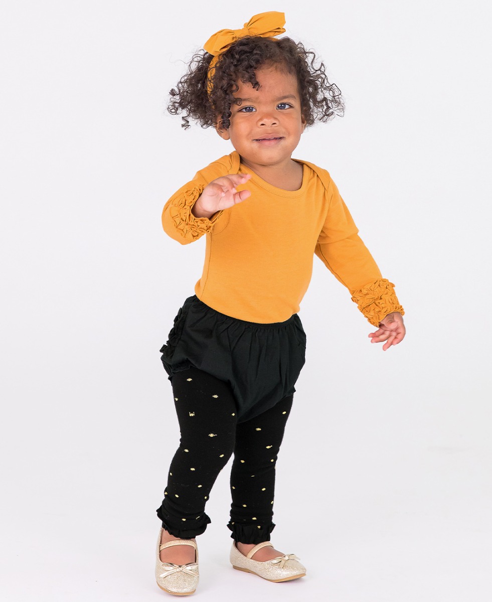 Black and Gold Polka Dots Patterned Footless Tights