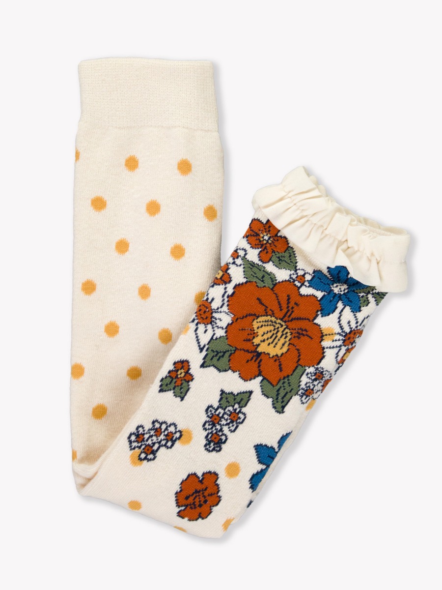 Harvest Floral Patterned Footless Ruffle Tights - 6-12m