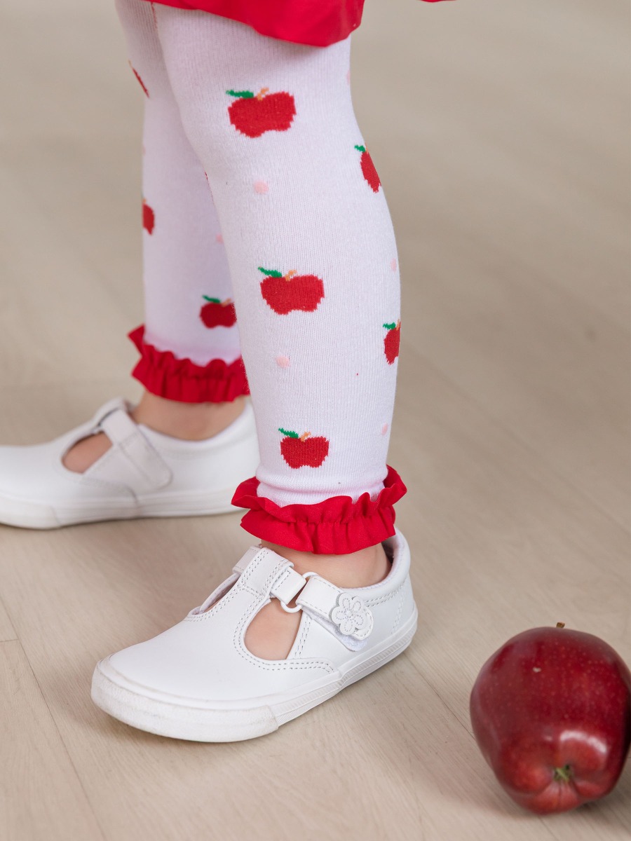 Apple Orchard Patterned Footless Ruffle Tights