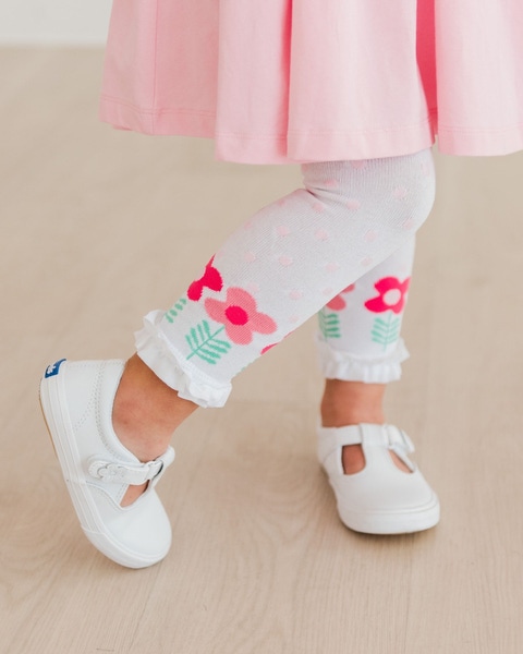 In Full Bloom Polka Dot Patterned Footless Ruffle Tights