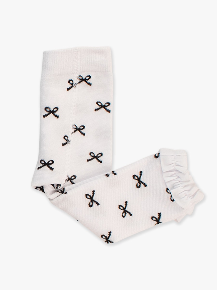 Black Bows Patterned Footless Ruffle Tights