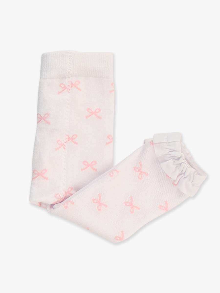 Pink Bows Patterned Footless Ruffle Tights