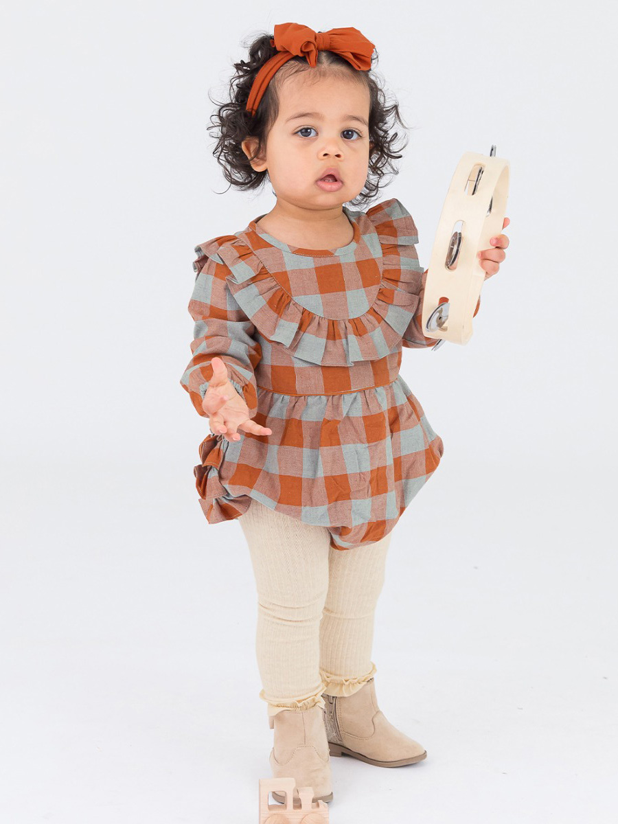 Heather Oatmeal Rib Knit Footless Ruffled Tights