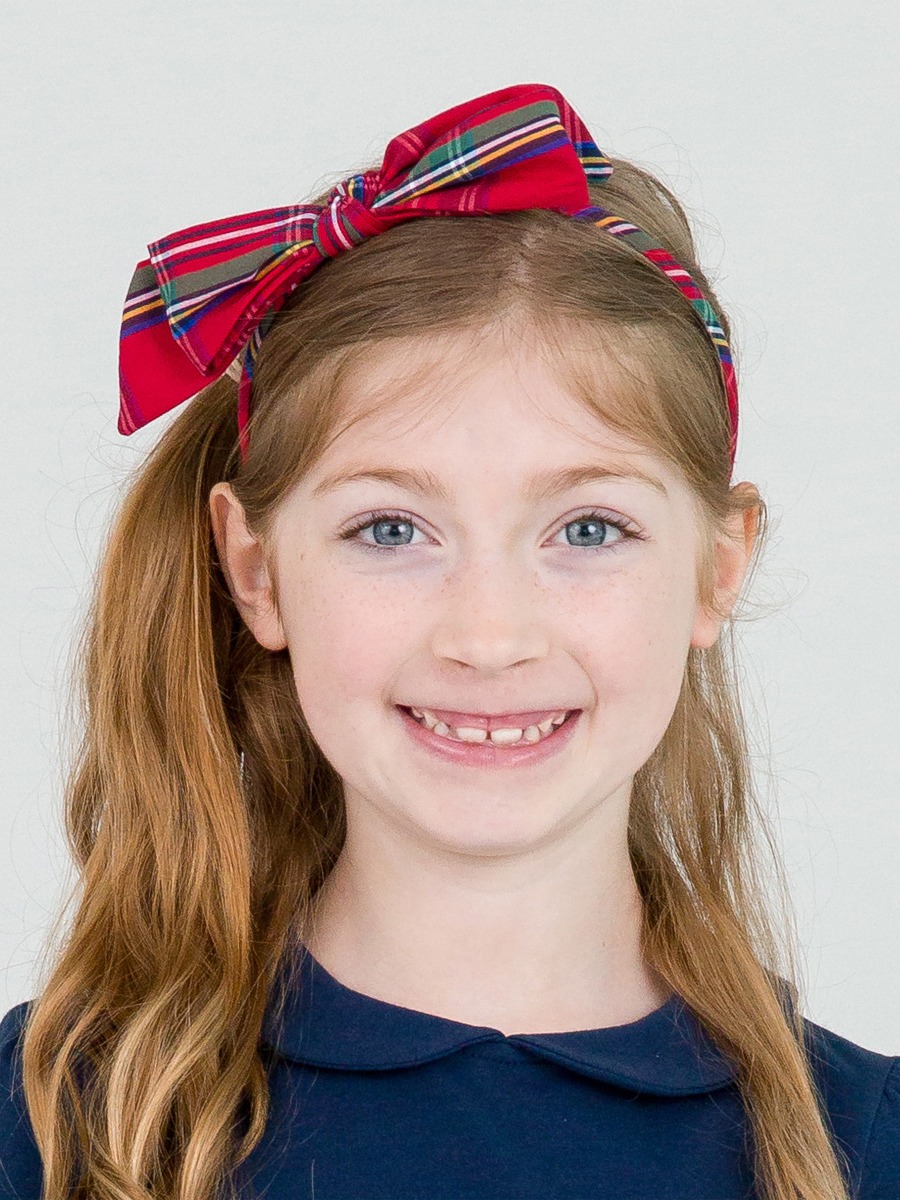 Tis The Season Plaid Skinny Big Bow Headband
