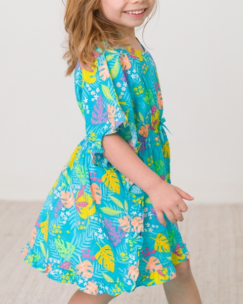 Neon Tiki Vibes Ruffle Trim Cover-Up