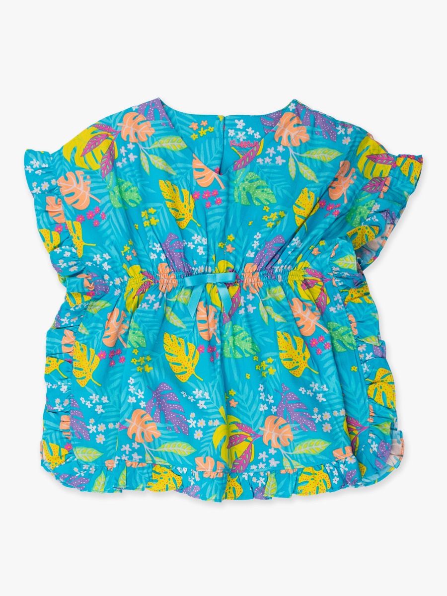 Neon Tiki Vibes Ruffle Trim Cover-Up