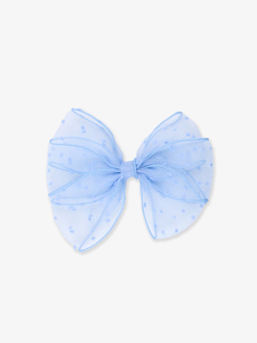 Light Blue Dotted Tulle Bow Hair Clip