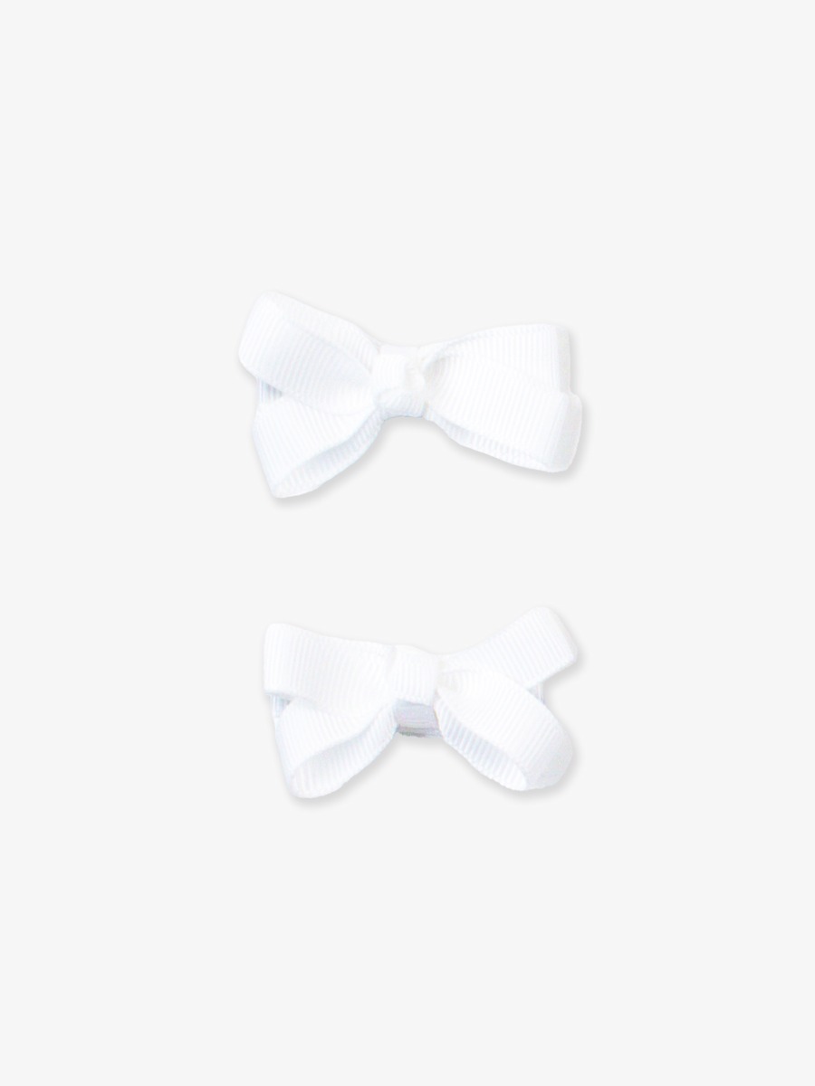 White Small Bow Clip Set