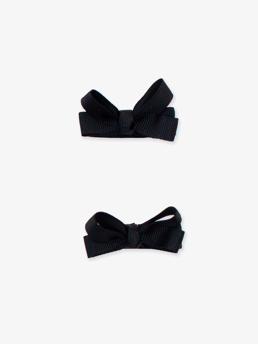 Black Small Bow Clip Set - One Size