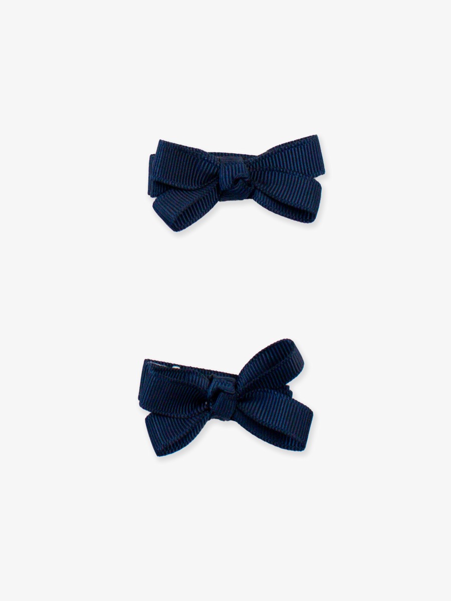 Dark Navy Small Bow Clip Set