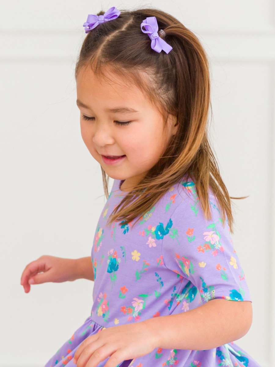 Light Lilac Small Bow Clip Set