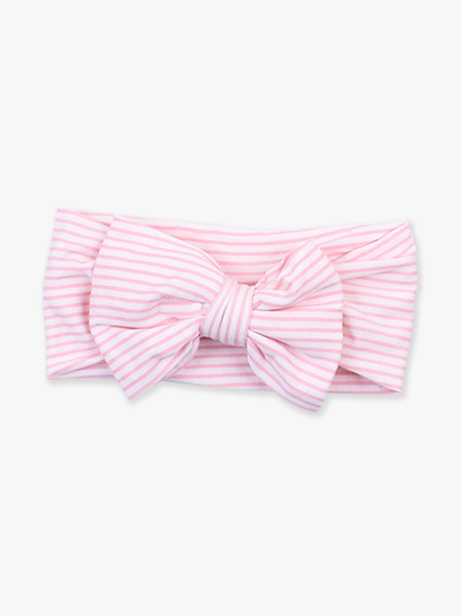 Pink & White Micro Stripe Viscose Big Bow Headband