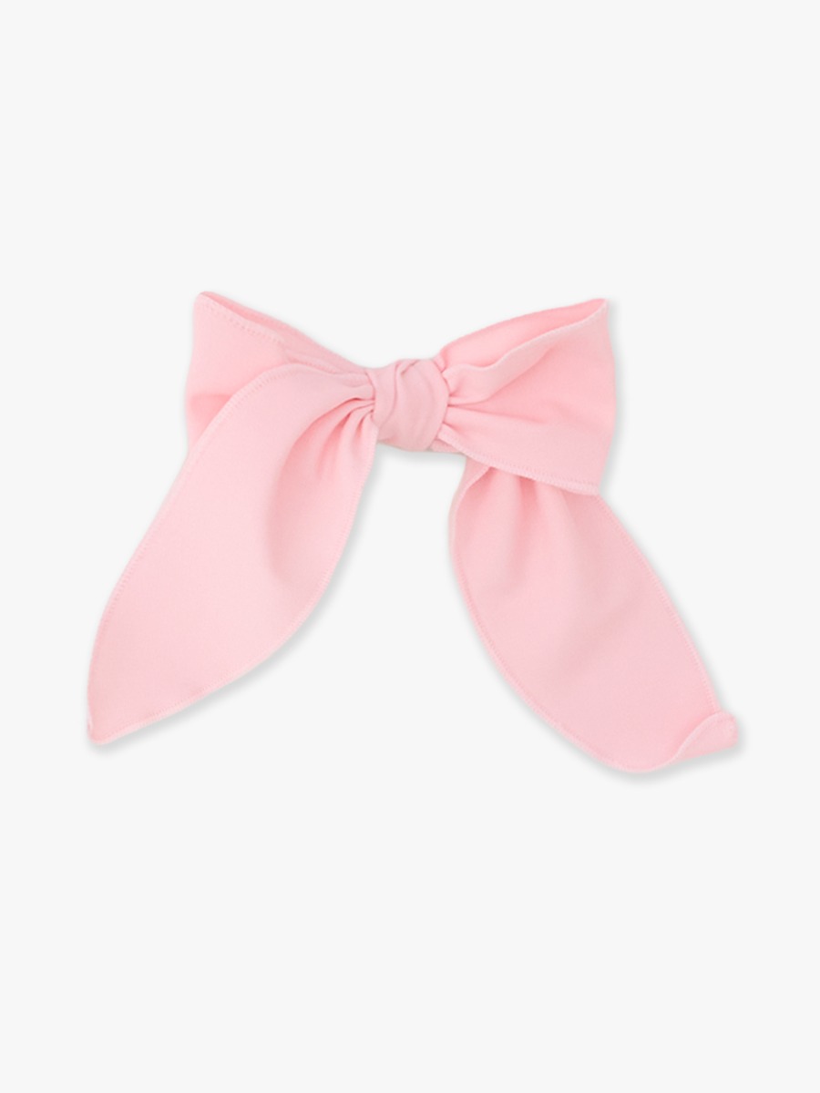 Line drawing of Pink Active Bow Clip. A dotted circle indicates the approximate location for personalization.