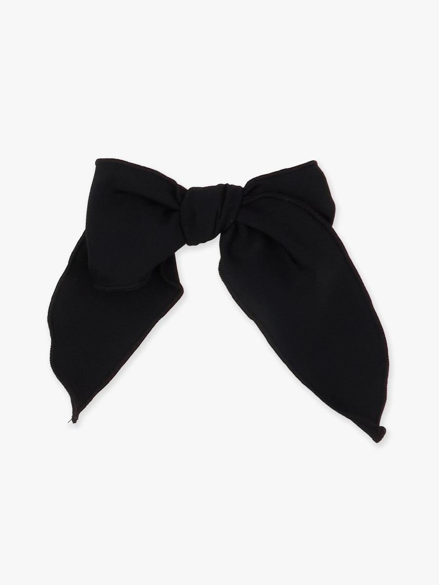 Line drawing of Black Active Bow Clip. A dotted circle indicates the approximate location for personalization.