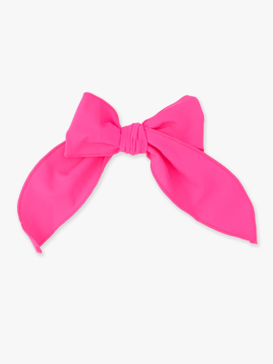 Line drawing of Neon Magenta Active Bow Clip. A dotted circle indicates the approximate location for personalization.