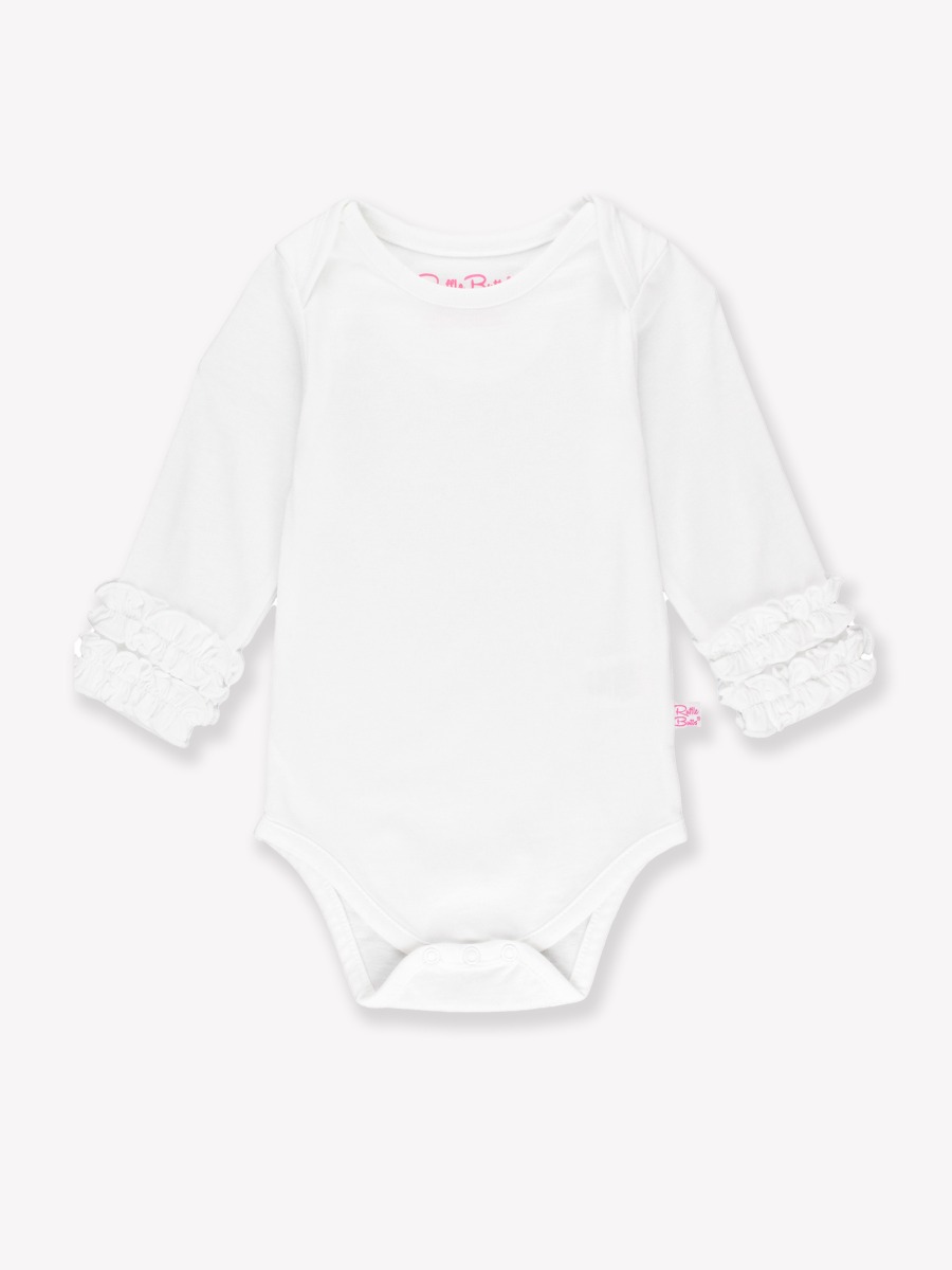White Ruffled Long Sleeve Layering Bodysuit