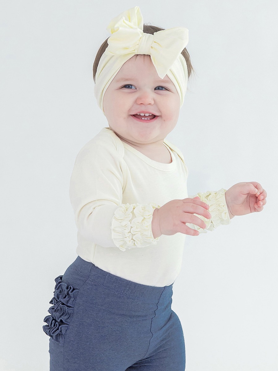 Ivory Ruffled Long Sleeve Layering Bodysuit
