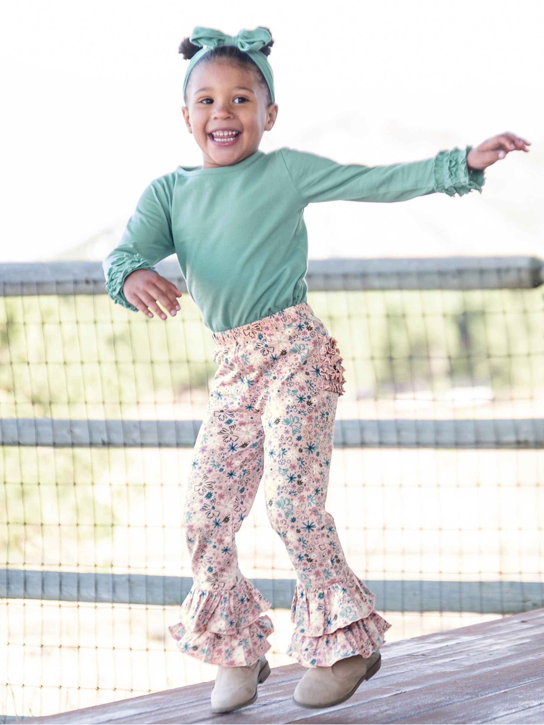 ボトムス・スパッツ ruffle pants String Little Botanica 5Y Ryder Ruffle Wide Leg Cotton Knit Pants – Sugarlips