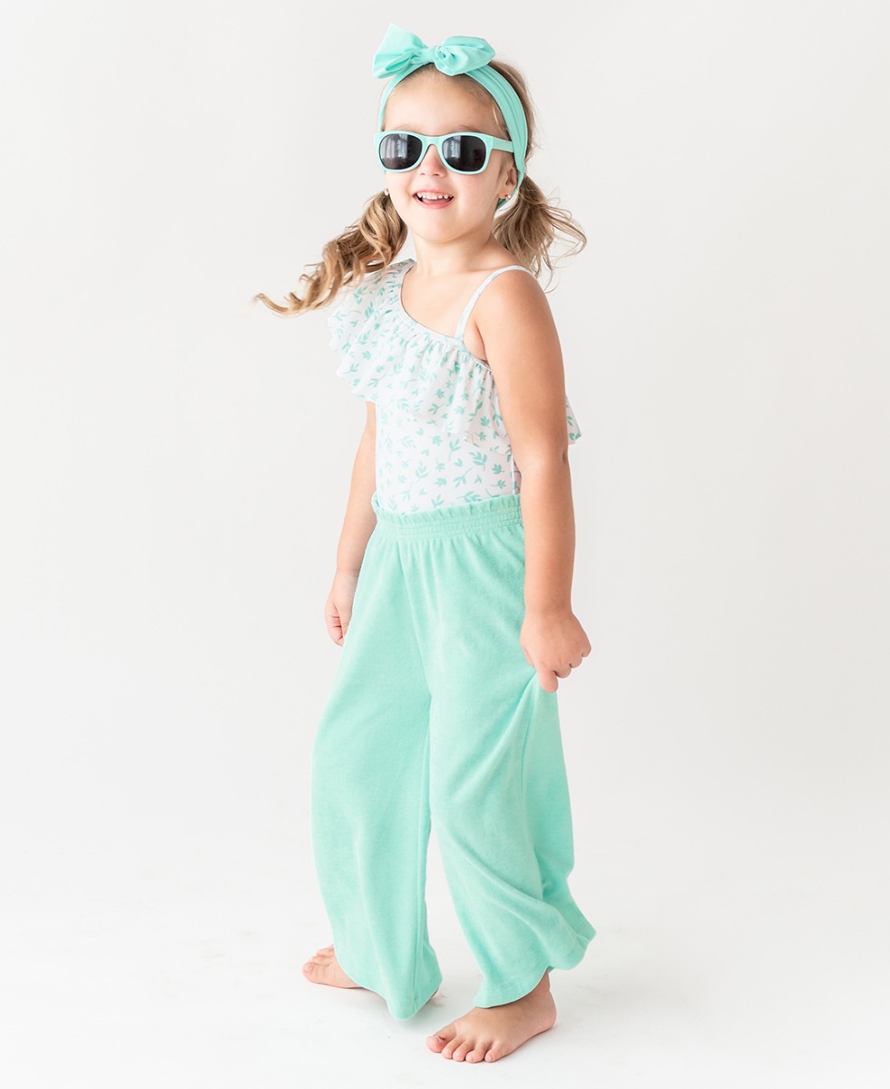 Vintage Aqua Terry Knit Wide Leg Pants
