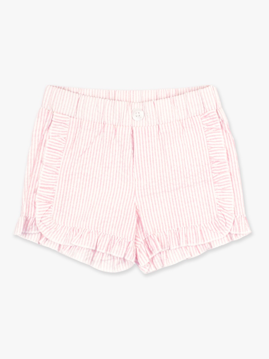 Pink Seersucker Infant/Toddler Ruffle Trim Woven Shorts