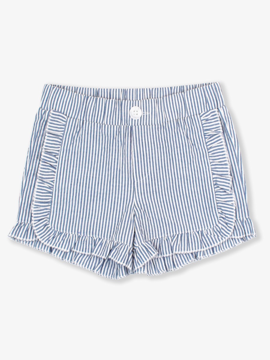 Classic Blue Seersucker Infant/Toddler Ruffle Trim Woven Shorts