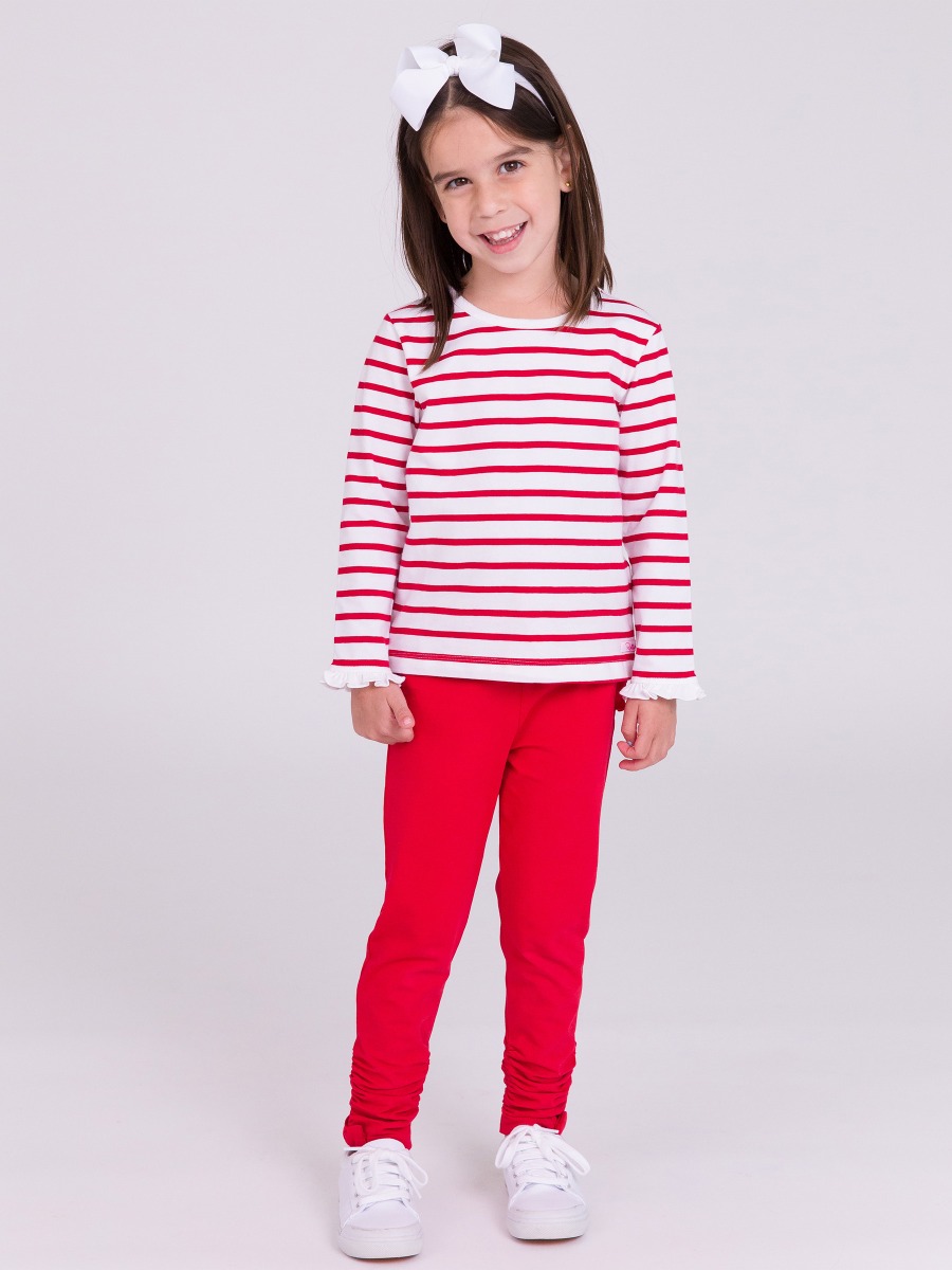 Red Baby Ruched Bow Leggings