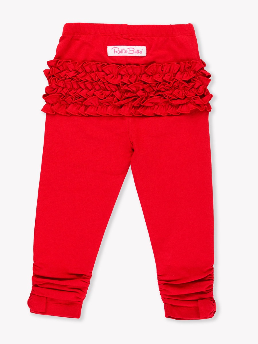 Red Baby Ruched Bow Leggings