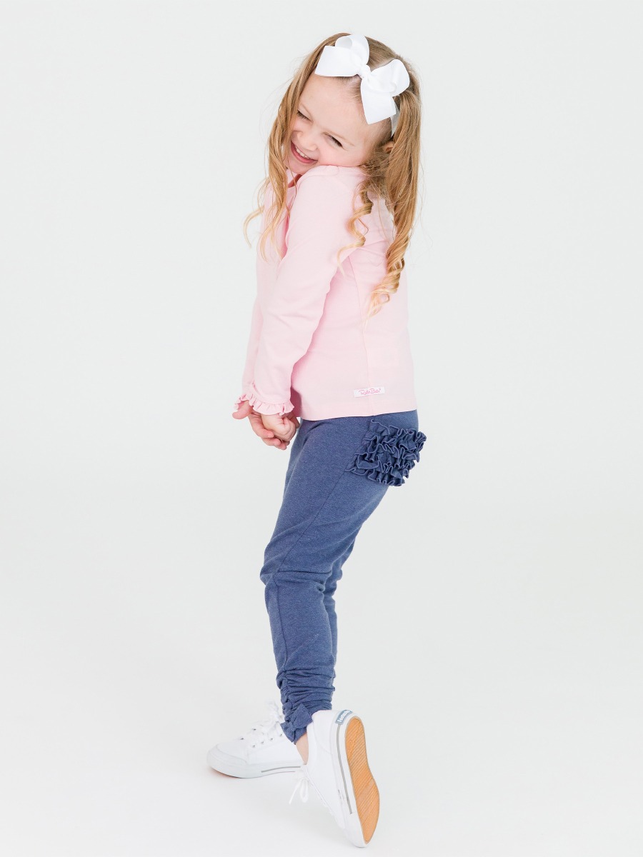 Faux Denim Baby Ruched Bow Leggings
