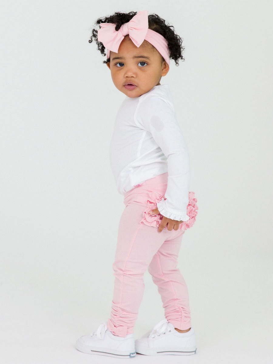 Pink Baby Ruched Bow Leggings