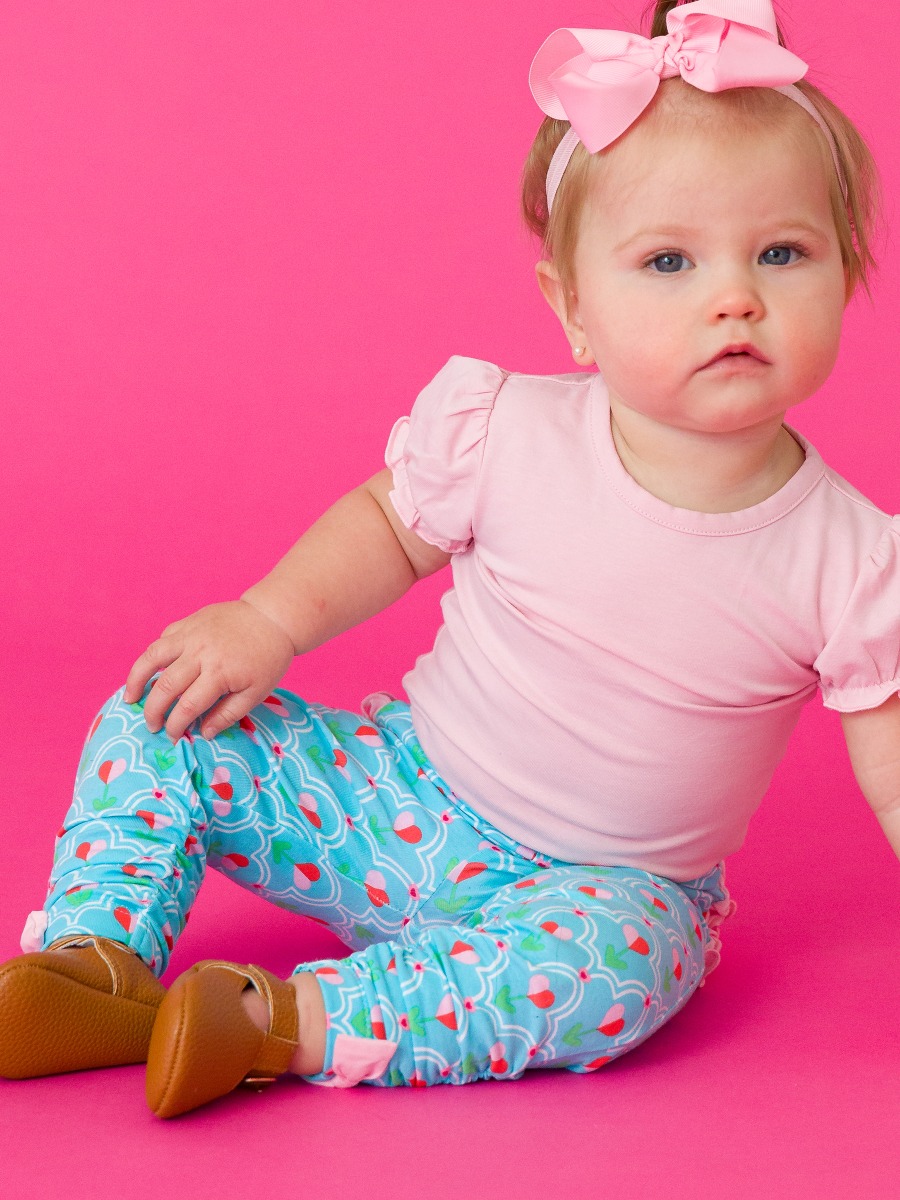 Sweetheart Blooms Baby Ruched Bow Leggings
