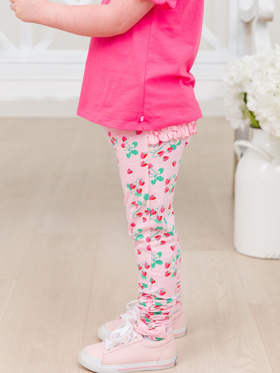 Sweet As Strawberries Baby Ruched Bow Leggings