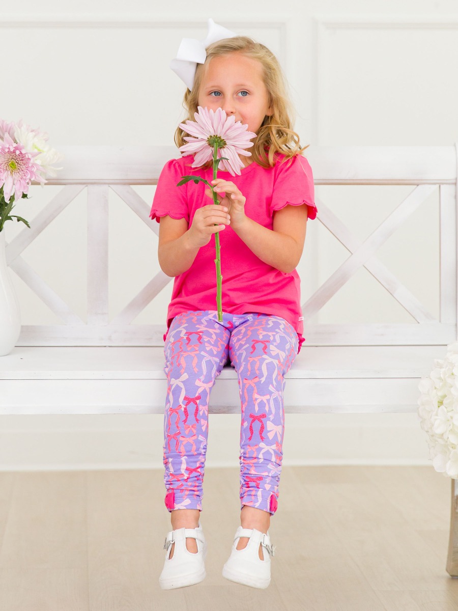 Rosy Ribbons Baby Ruched Bow Leggings