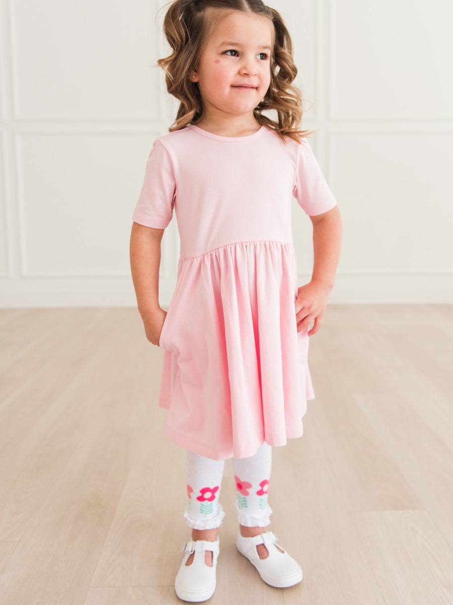 Pink Knit Short Sleeve Twirl Dress