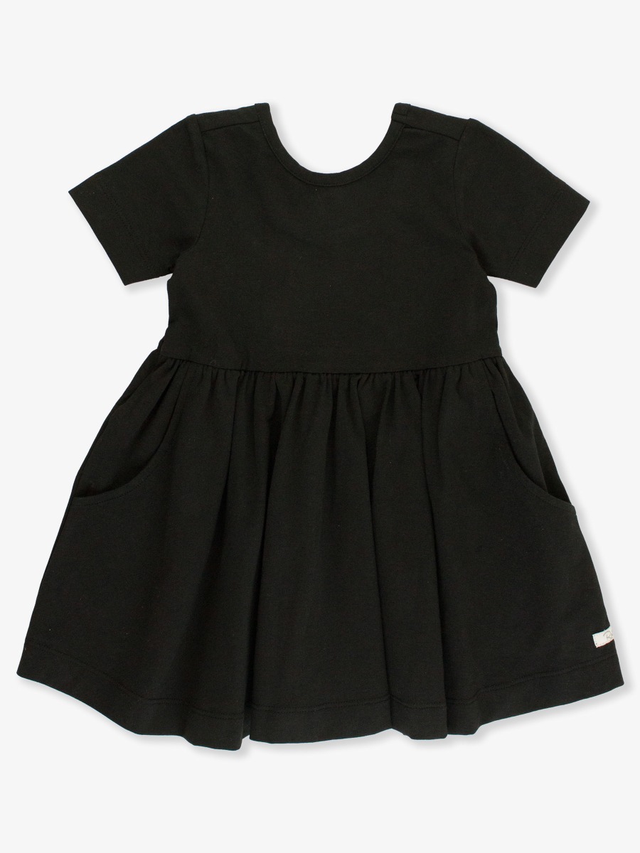 Black Knit Short Sleeve Twirl Dress