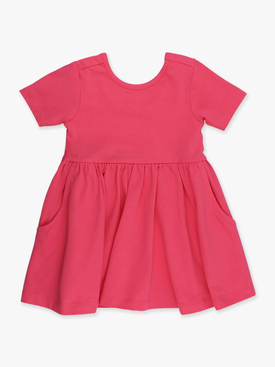 Hot Pink Knit Short Sleeve Twirl Dress