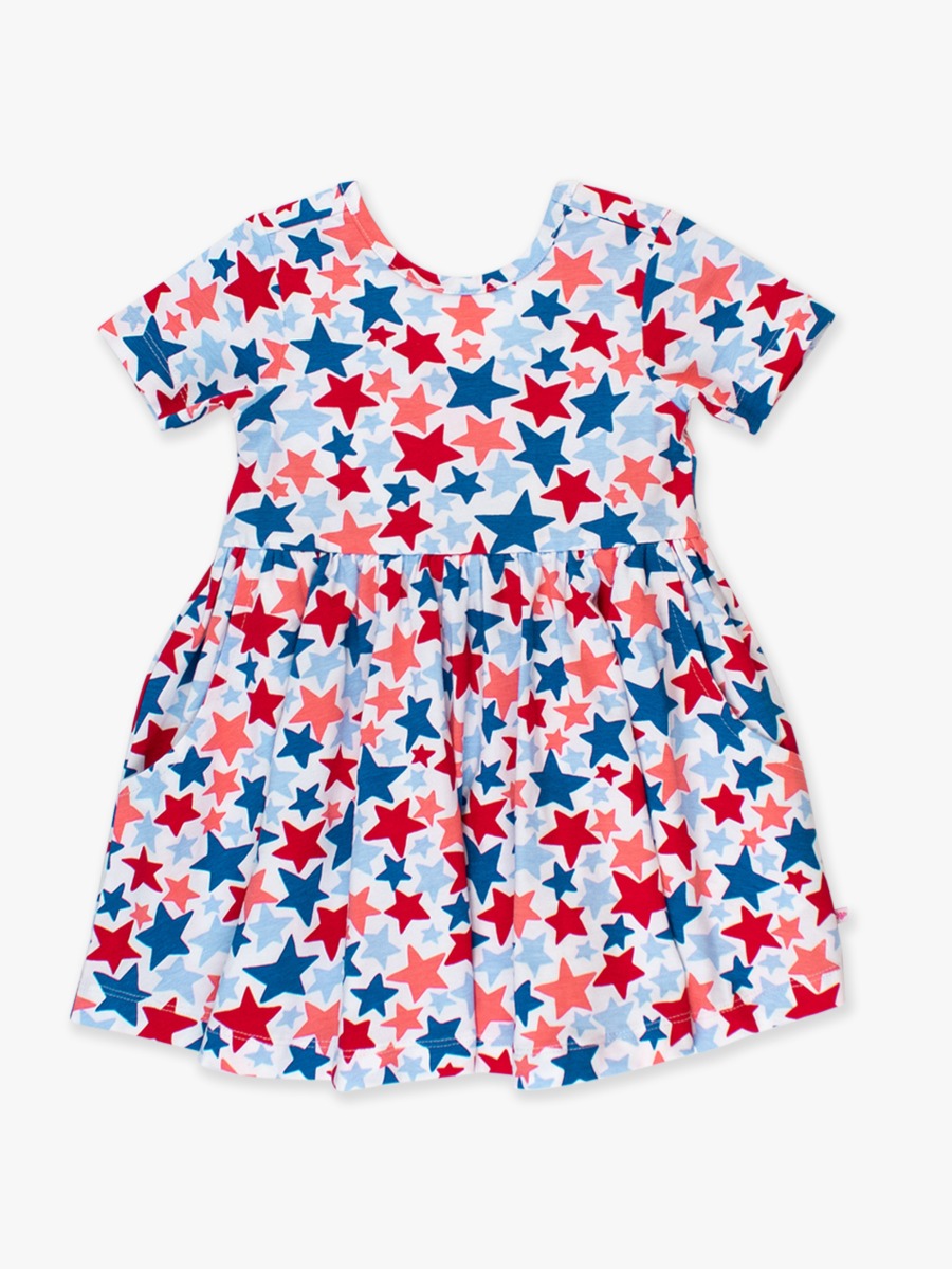 Star-Spangled Knit Short Sleeve Twirl Dress