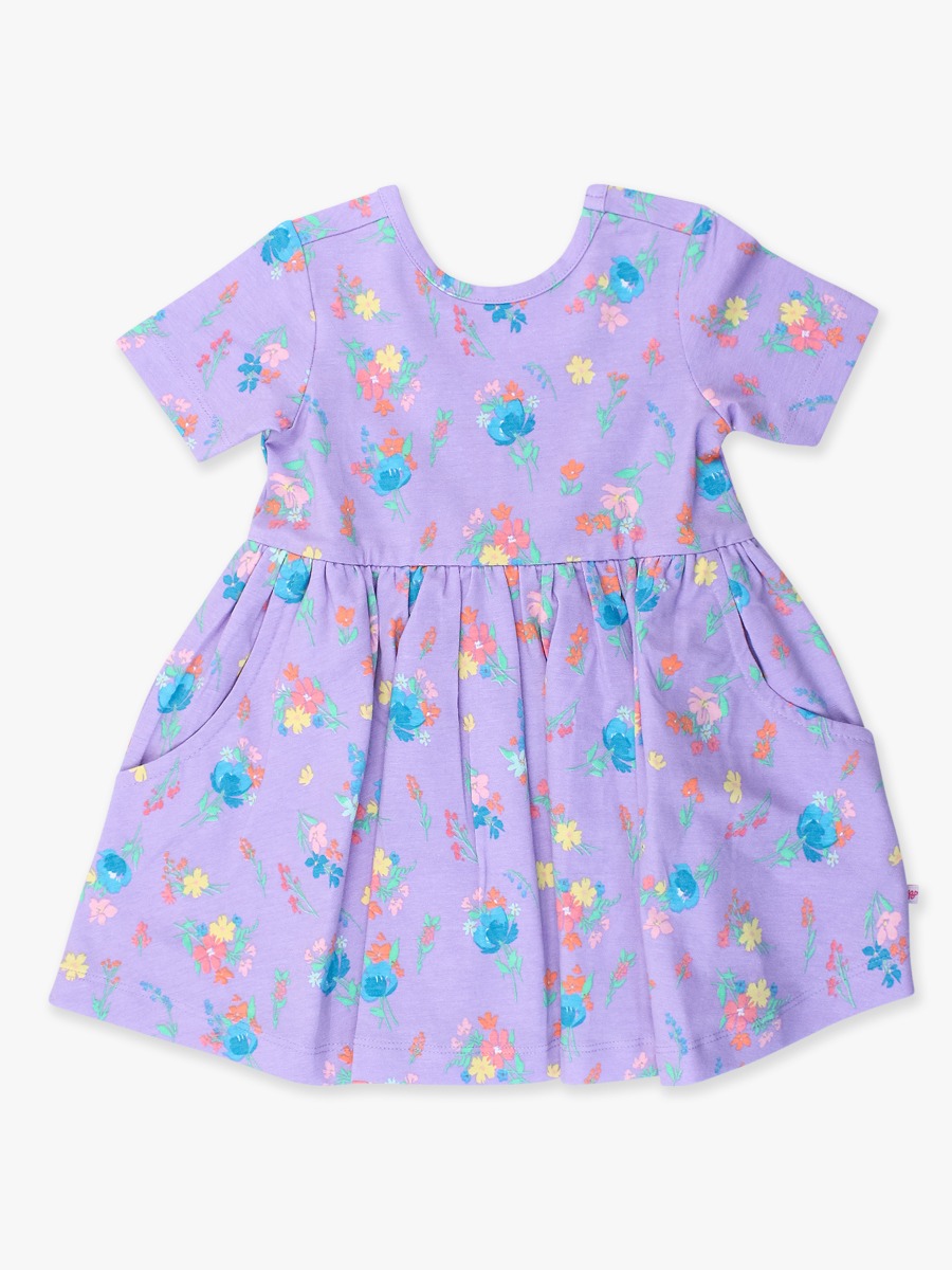 Purple Garden Knit Short Sleeve Twirl Dress