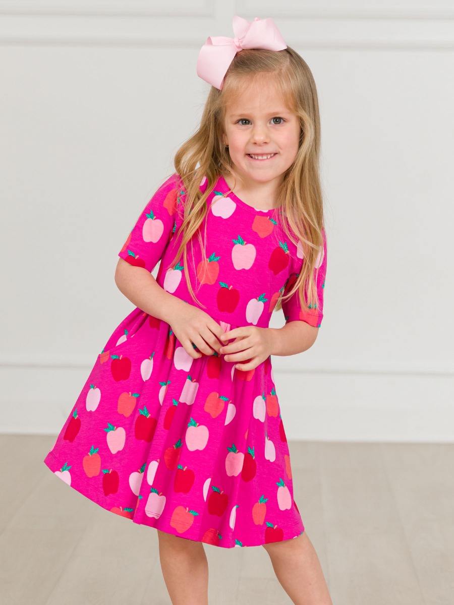 Apple of My Eye Knit Short Sleeve Twirl Dress