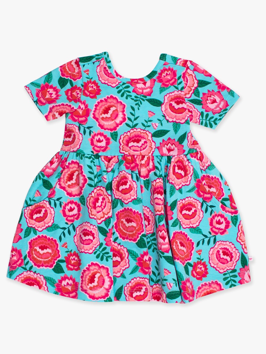 Bright Blossoms Knit Short Sleeve Twirl Dress