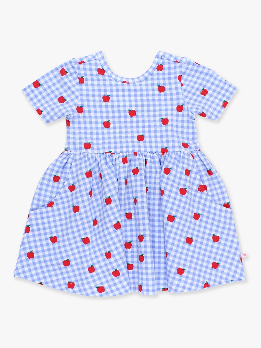 Apple Orchard Gingham Knit Short Sleeve Twirl Dress