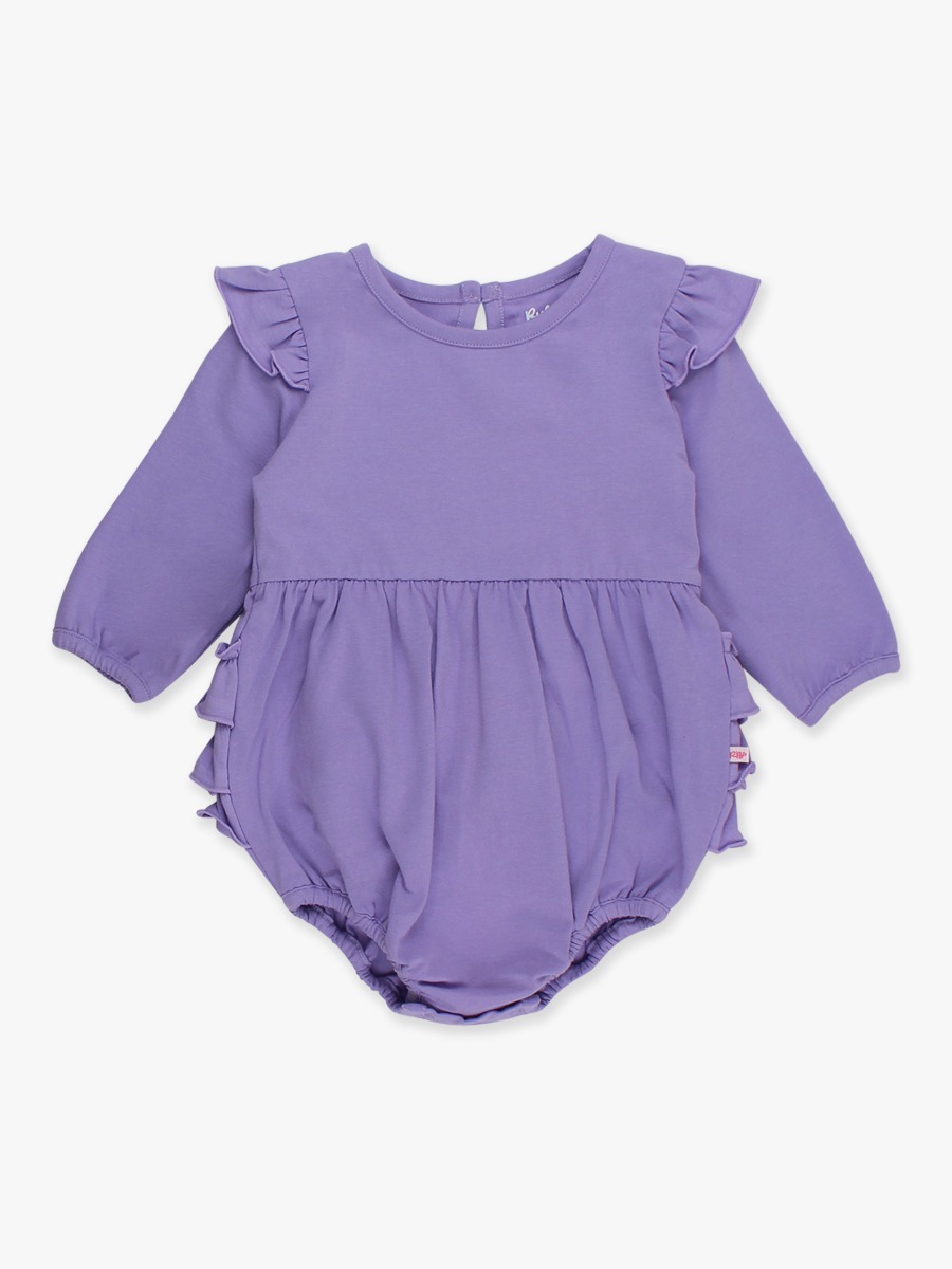Wisteria Purple Knit Long Sleeve Flutter Bubble Romper
